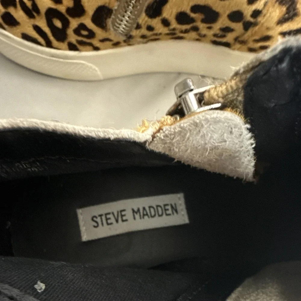 Steve Madden Wedgie-L Women's Animal Print Ankle Booties Zip Wedge 6.5M